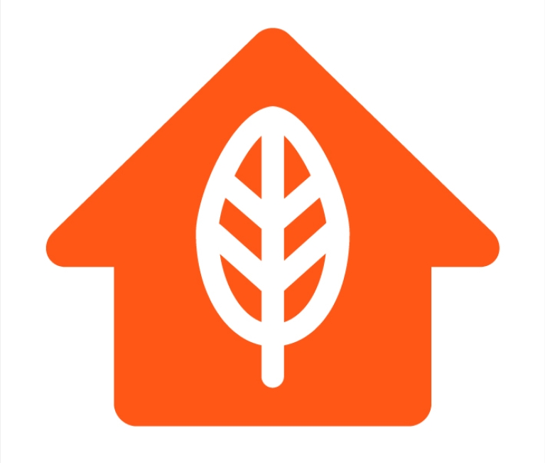 Orange eco friendly home icon 